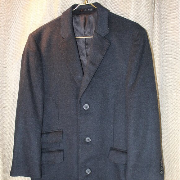 NWOT  $99 Hart Schaffner Marx Charcoal Wool/Cashmere Top Coat Overcoat 40S - Picture 1 of 16